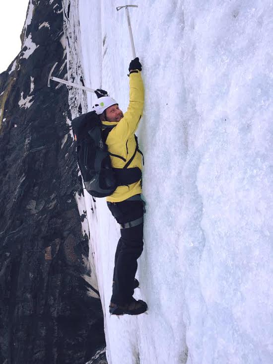 Gudni ice climbing.