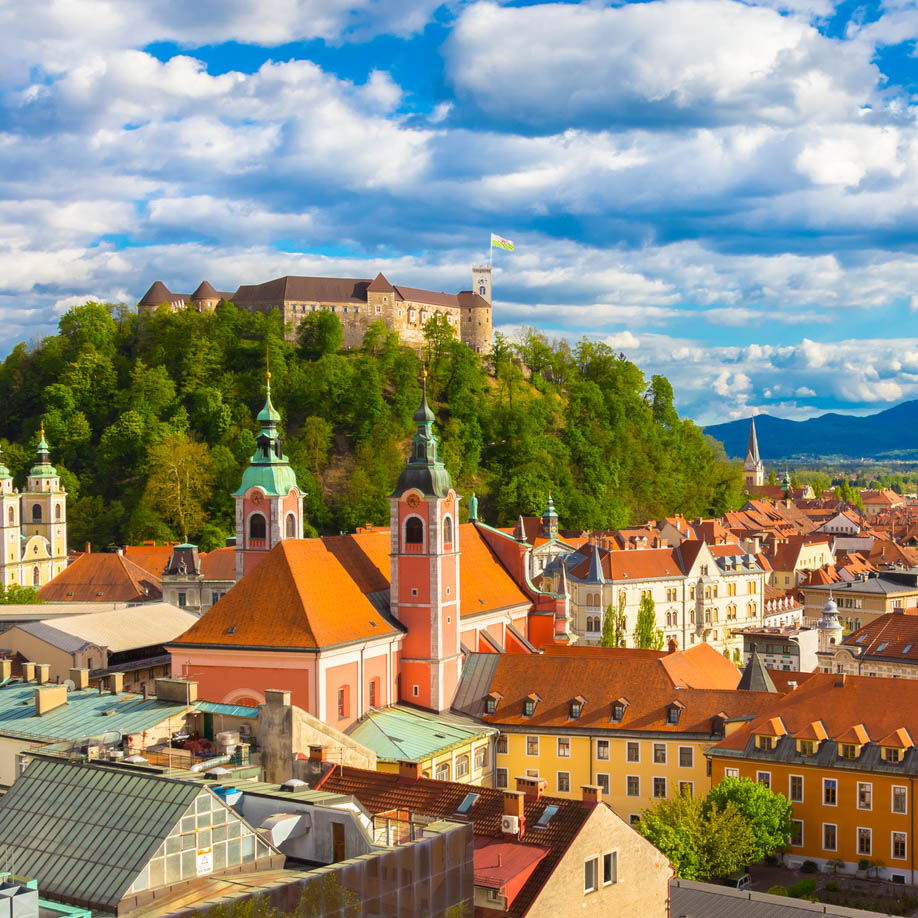 Panorama of Ljubljana, Slovenia, Europe.