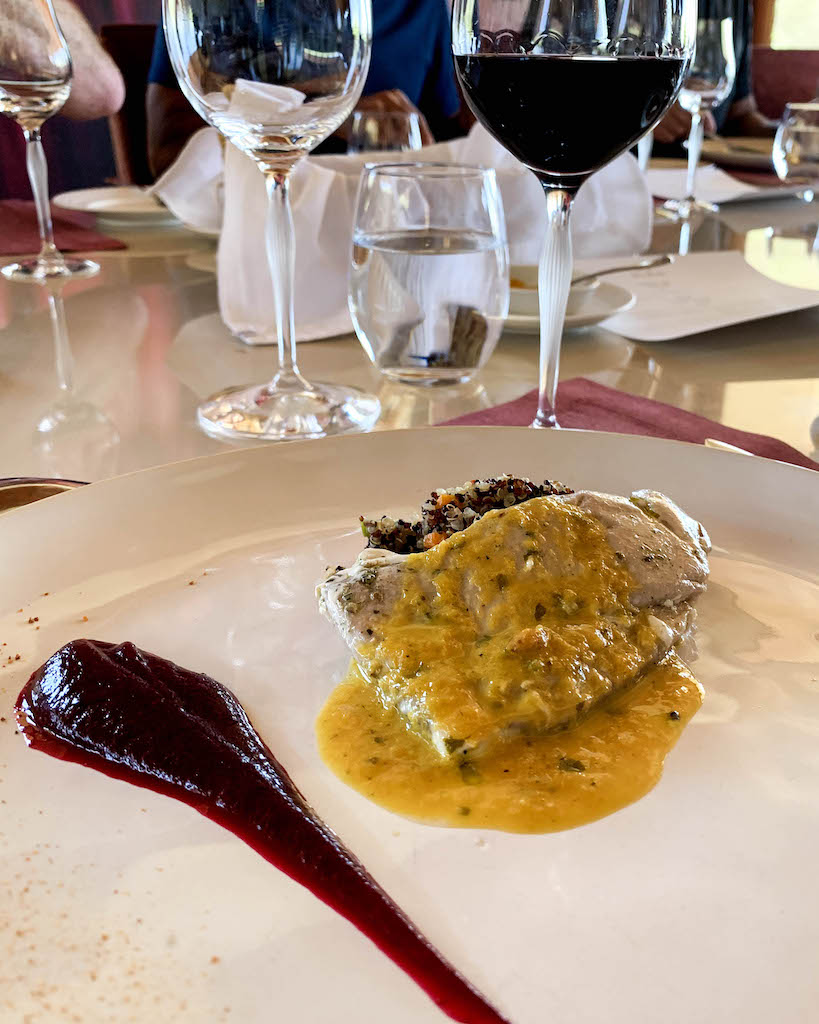 A beautifully plated dish at a winery in Colchagua Valley.