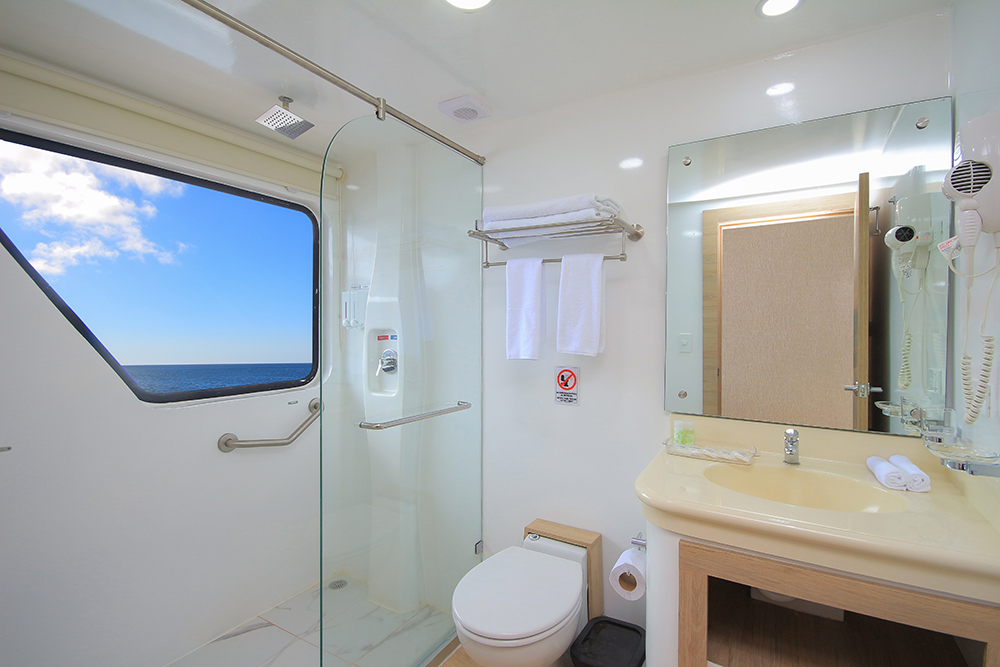 A preview of the ensuite bathrooms in each cabin.