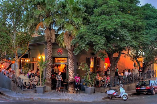 An exterior photo of gay Cape Town's oldest LGBT bar Cafe Manhattan.